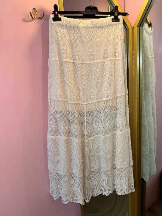 Lace Layered Midi Skirt