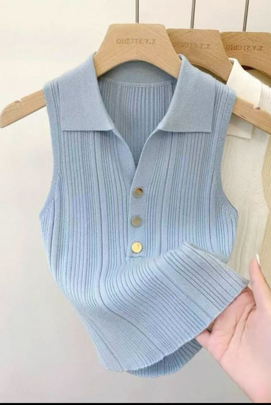 Skyline Ribbed Polo Top