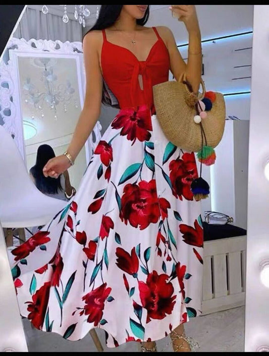 Poppy Red Floral Dress