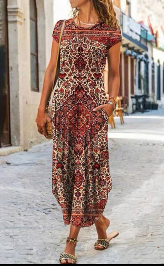 Bohemian Mosaic Maxi Dress