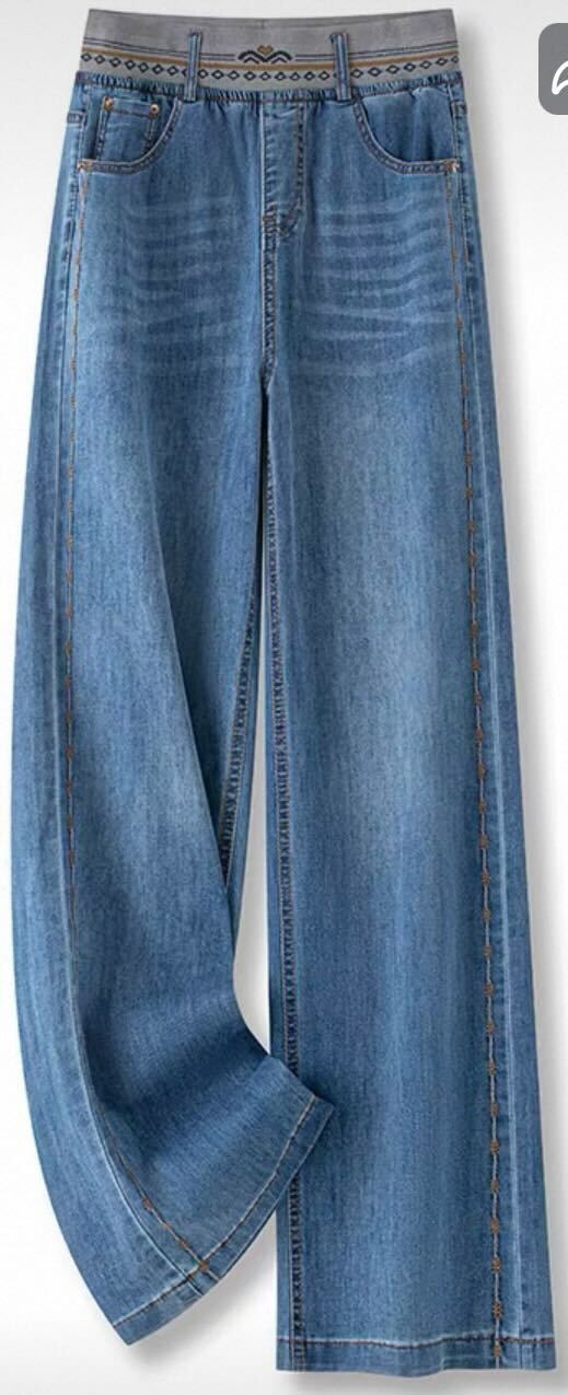 Boho Waistband Wide-Leg Jeans
