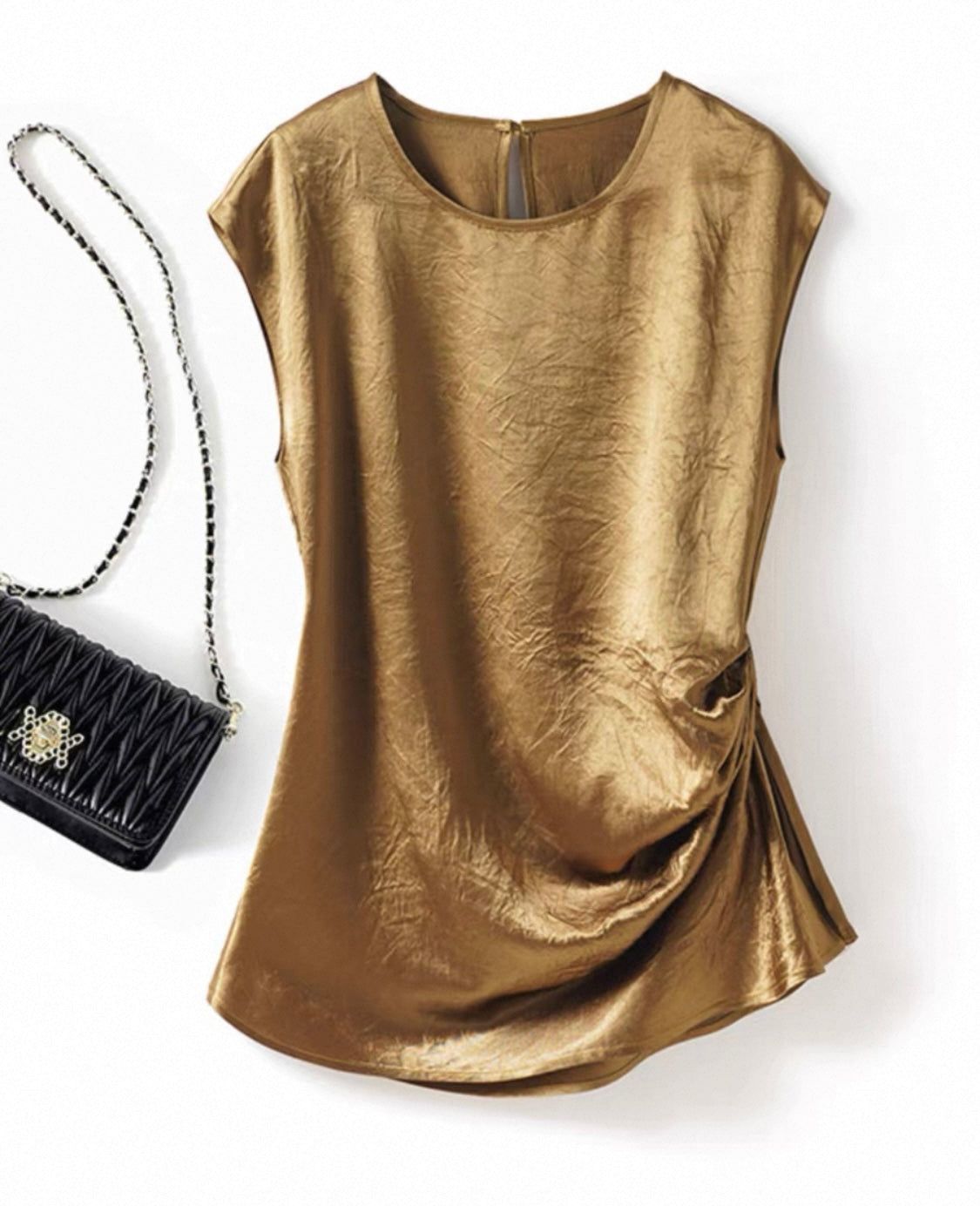 Bronze Drape Satin Top