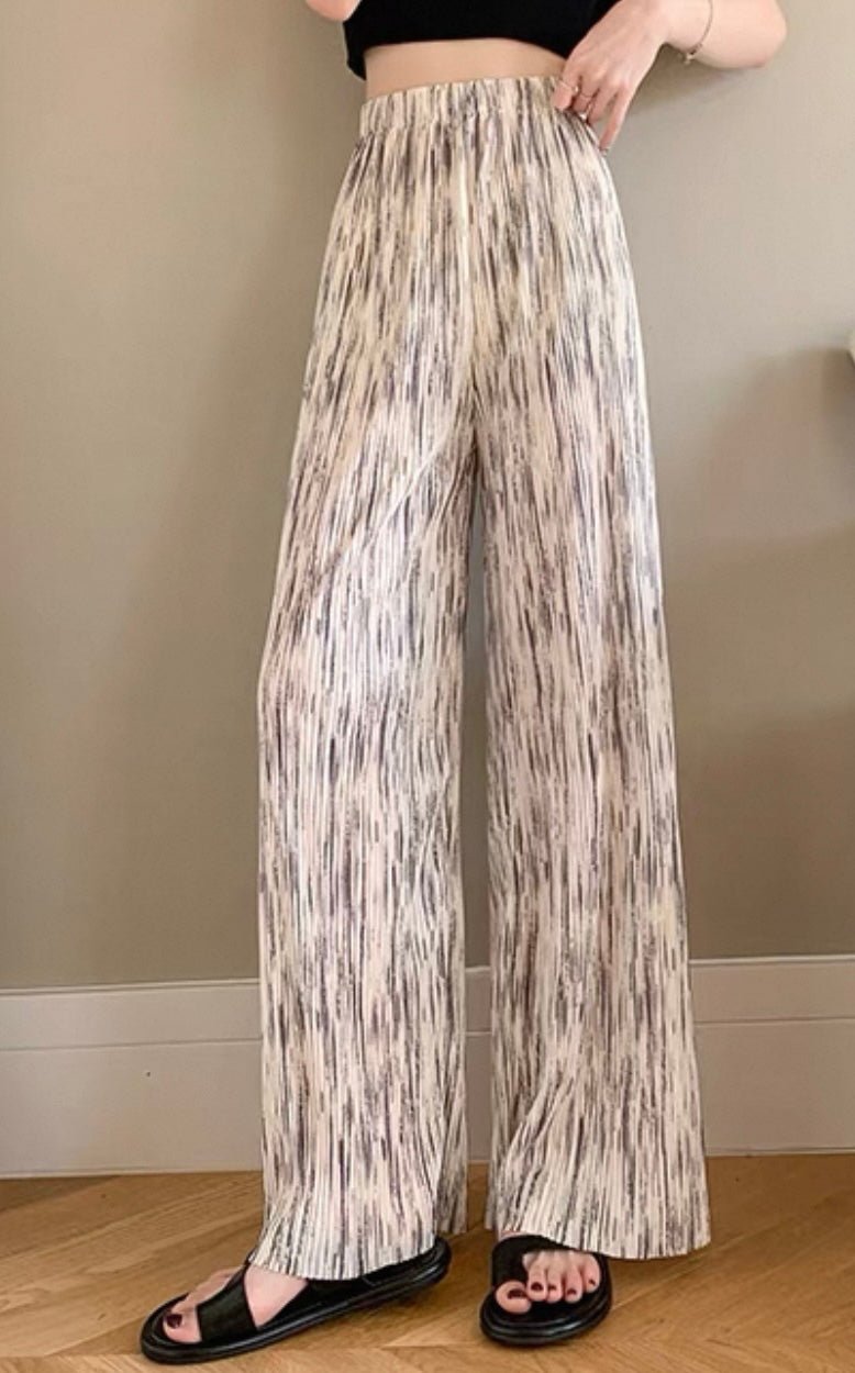 Wide Leg Trousers – Brush Print