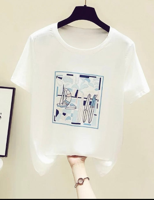Surf Print White T-shirt