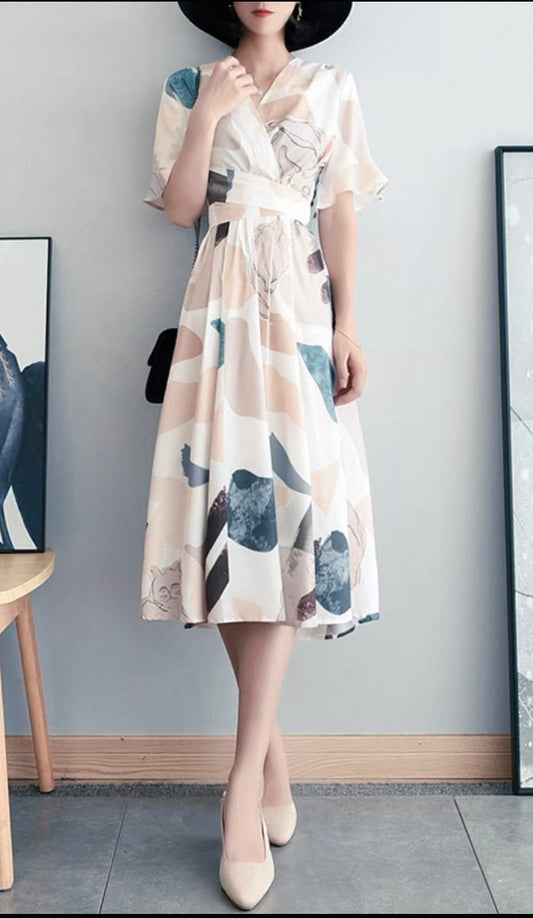 Soft Abstract Midi Dress