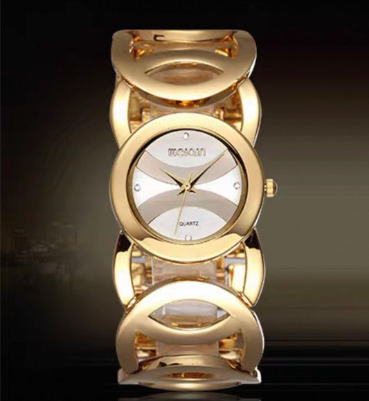 Bold Circle-Link Bracelet Watch – Gold