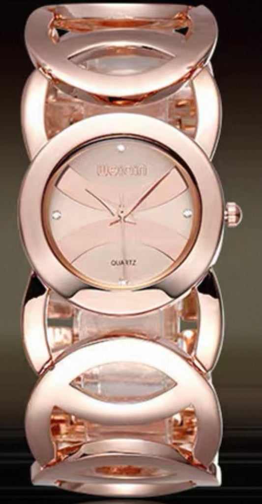 Bold Circle-Link Bracelet Watch – Rose Gold