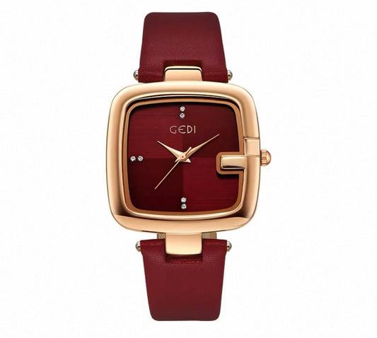 Burgundy Square Watch – GEDI