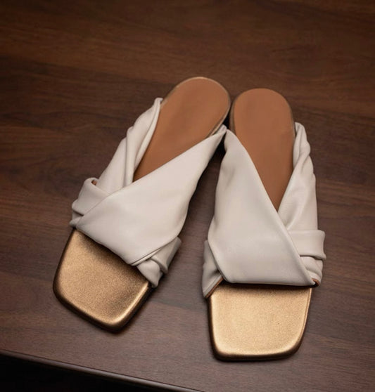 Ivory & Gold Twist Slides