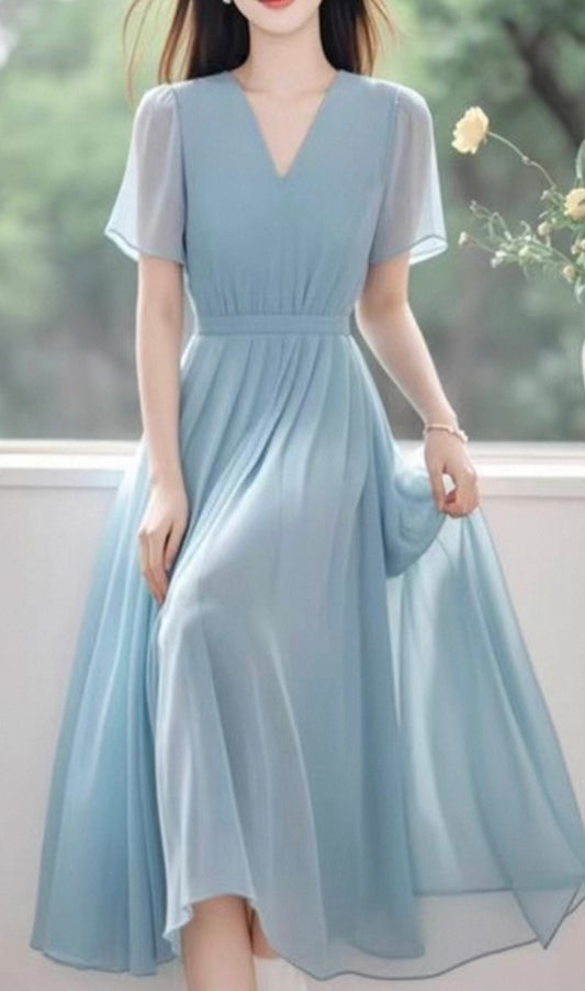 Sky Whisper Chiffon Dress