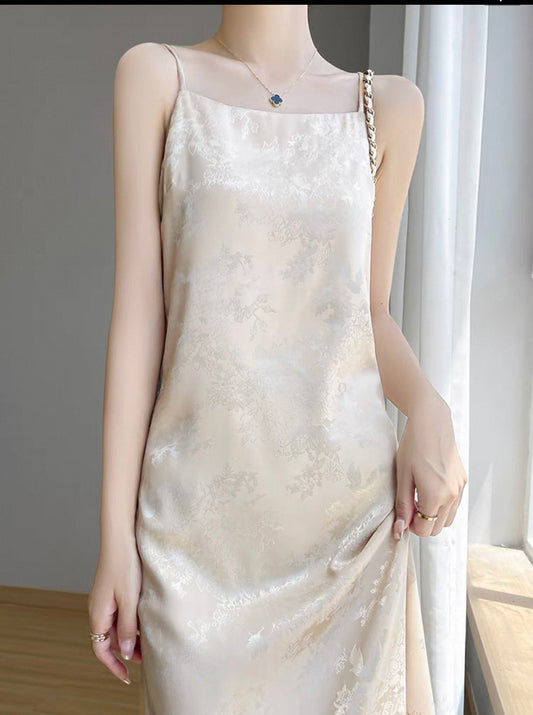 Champagne Satin Slip Dress