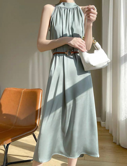 Soft Sage Halter Dress