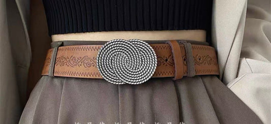 Engraved Leather Belt – Brown