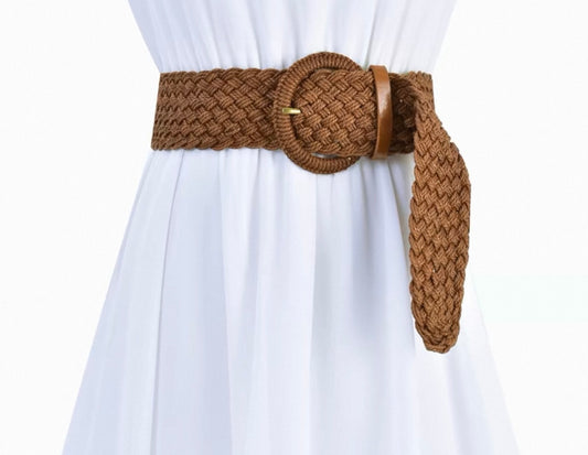 Braided Boho Waist Belt – Brown