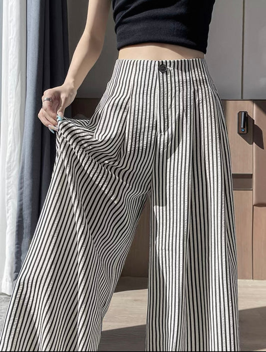 Black & White Striped Palazzo Trousers
