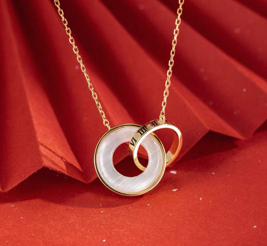 Roman Duo Circle Pendant Necklace