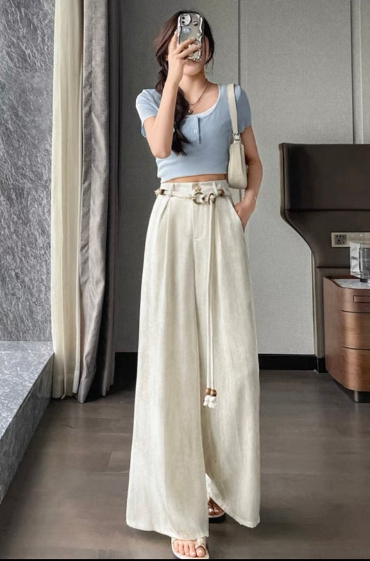 Boho Linen Wide-Leg Trousers