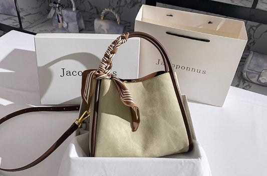 Canvas & Faux Leather Handbag with Scarf Detail