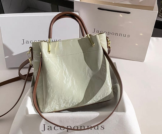 Light Sage Glossy Leather Handbag