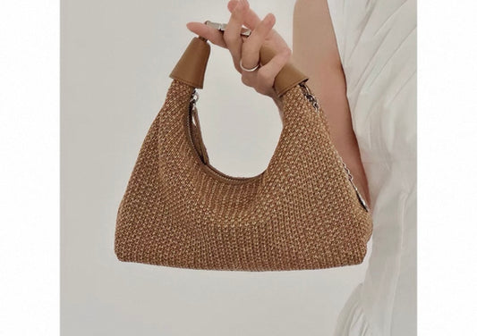 Braided Straw Shoulder Bag – Caramel