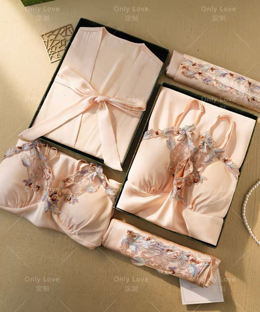 Embroidered Lingerie Gift Set 100% silk