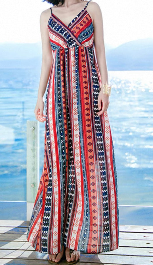 Boho Striped Maxi Dress