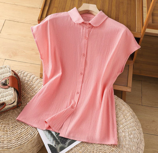 Linen Blouse – Pastel Pink