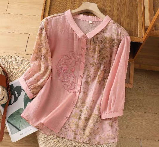 Embroidered Blush Pink Shirt
