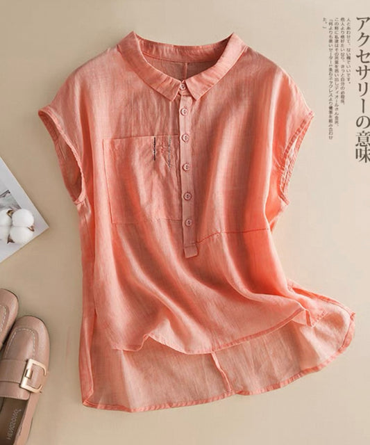 Sleeveless Mandarin Collar Blouse – Peach