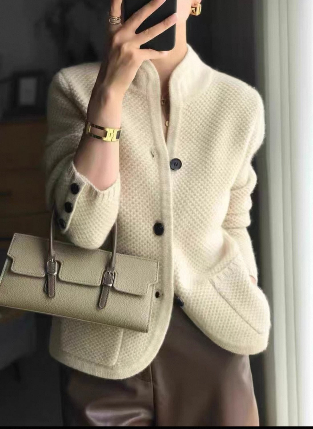 Cream Button-Up Cardigan