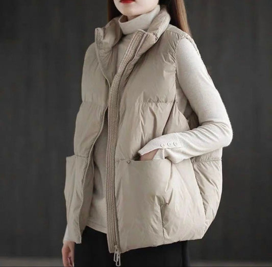 Beige Padded Gilet Vest