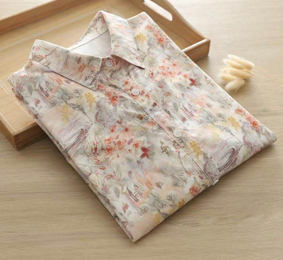 Pastel Watercolour Floral Shirt