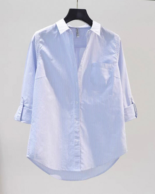 Sky Blue Pinstripe Shirt with White stripes