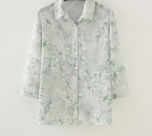 Pastel  Floral Blouse – Semi Sheer
