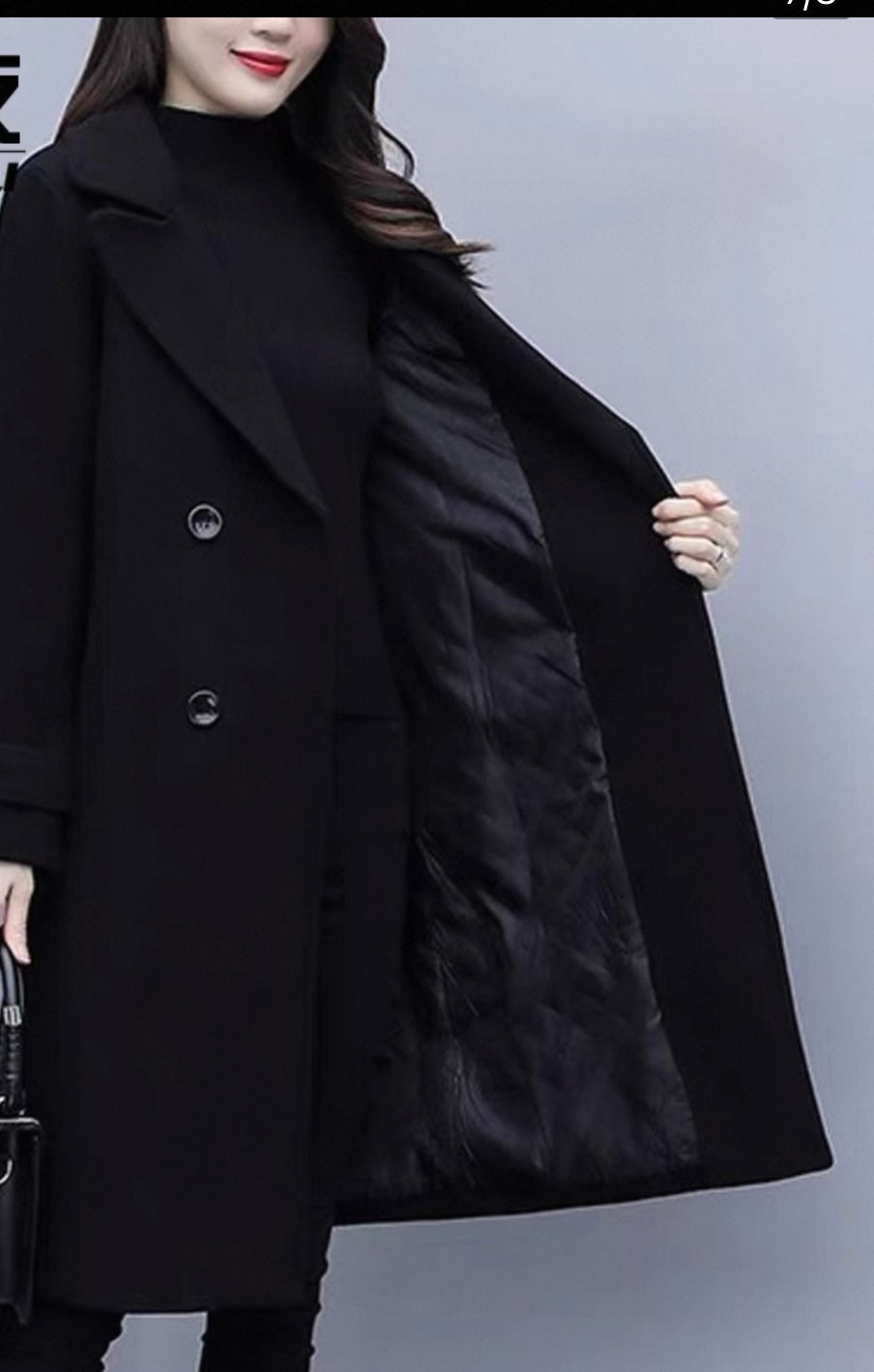 Quilted Black Coat with Lining