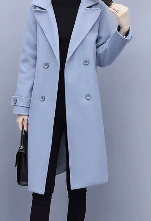 Double-Breasted Coat – Powder Blue