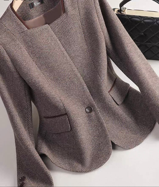 Tailored Tweed Blazer – Brown Mix
