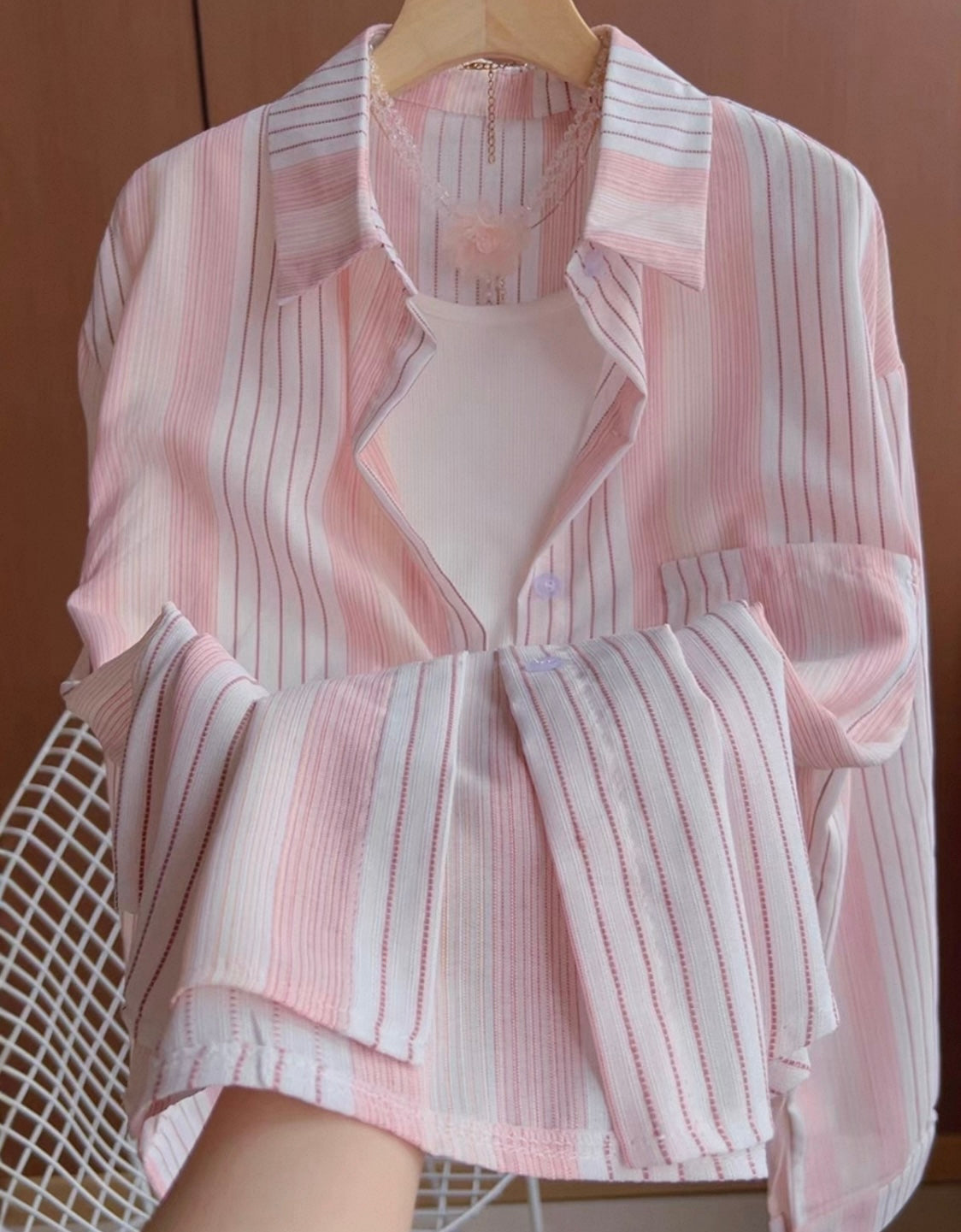Textured Shirt with Oversized Cuffs