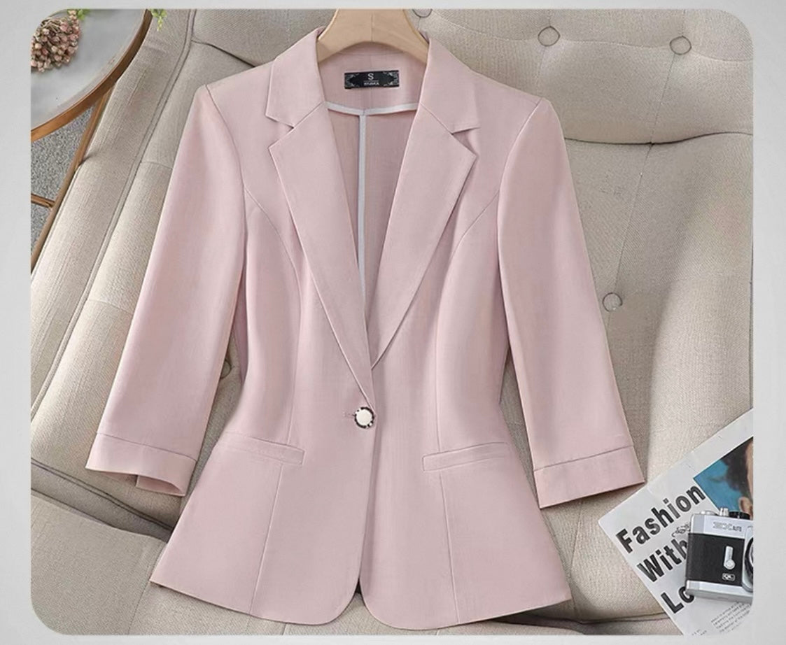 Tailored Blazer with 3/4 Sleeves
