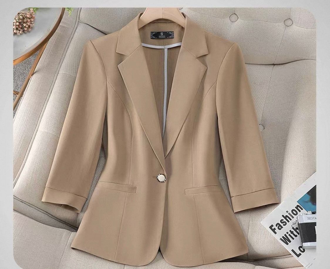 Tailored Blazer with 3/4 Sleeves
