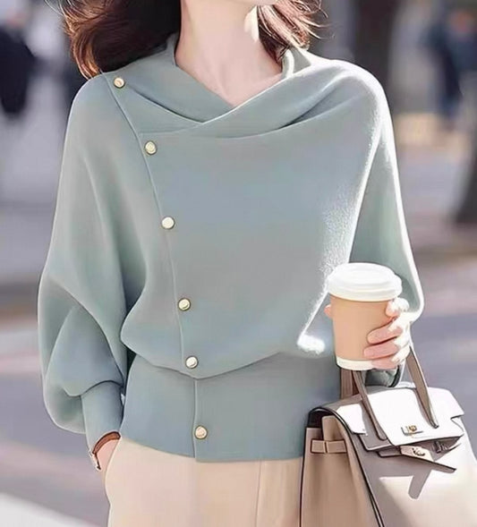 Mint Green Buttoned Knit Sweater