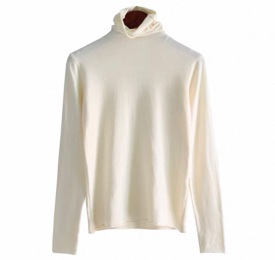Cream High-Neck Knit Top