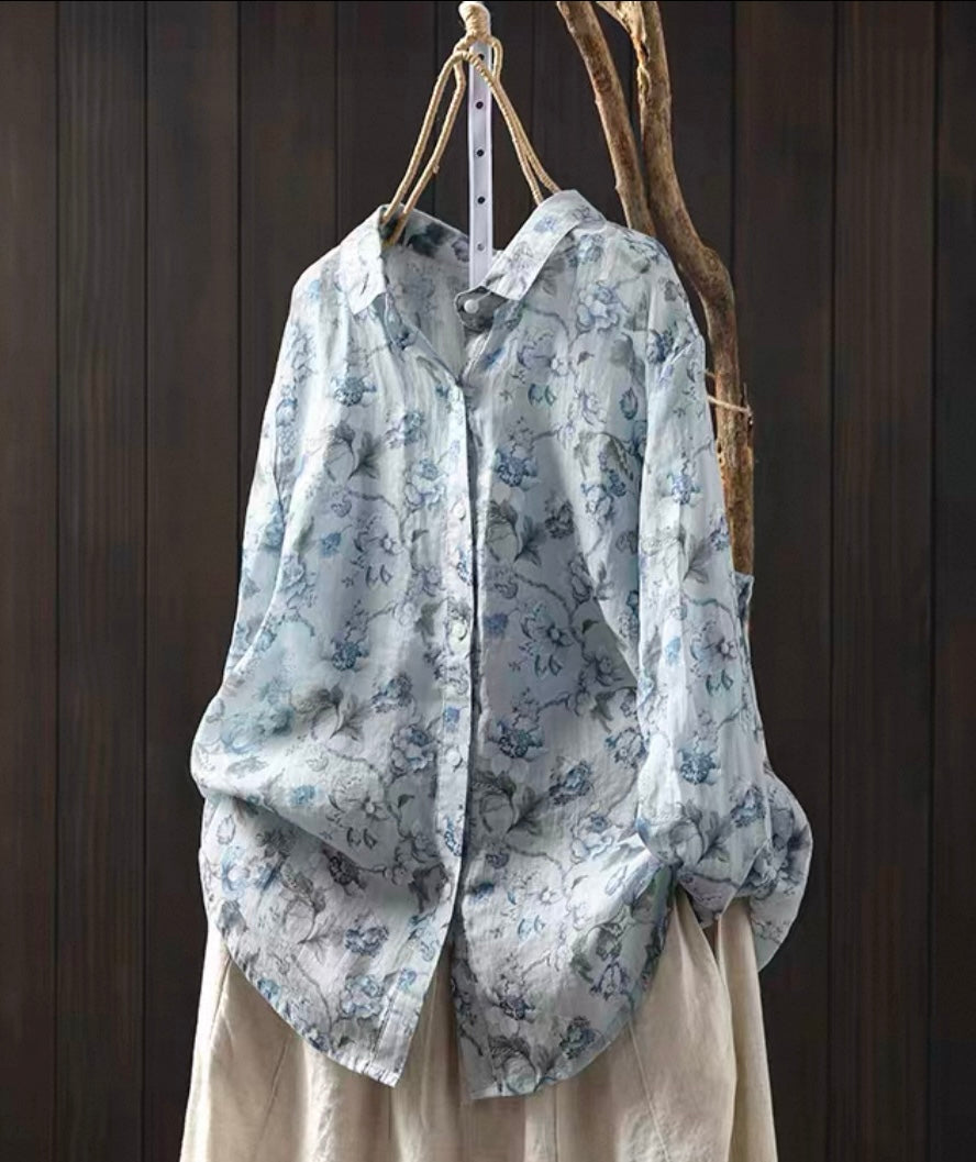 Blue Floral Print Shirt