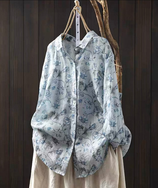 Blue Floral Print Shirt