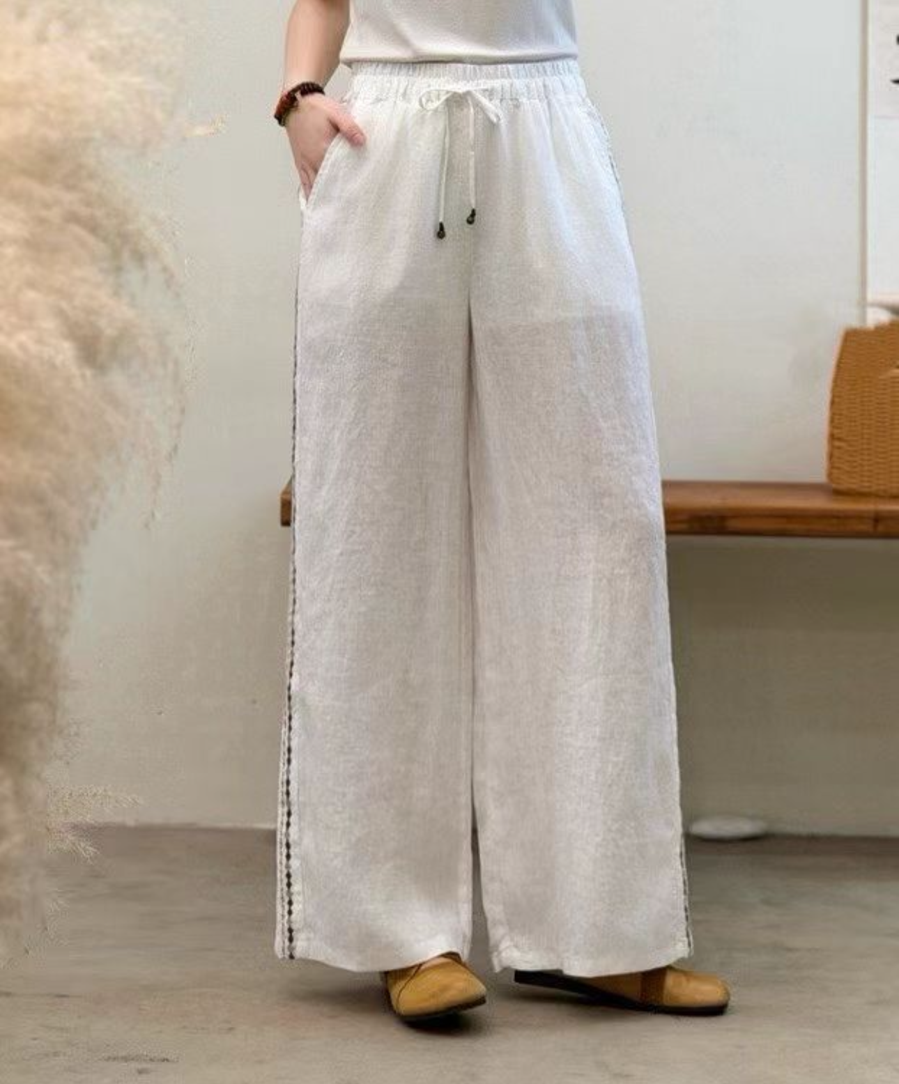 Pure Linen Wide Leg Trousers