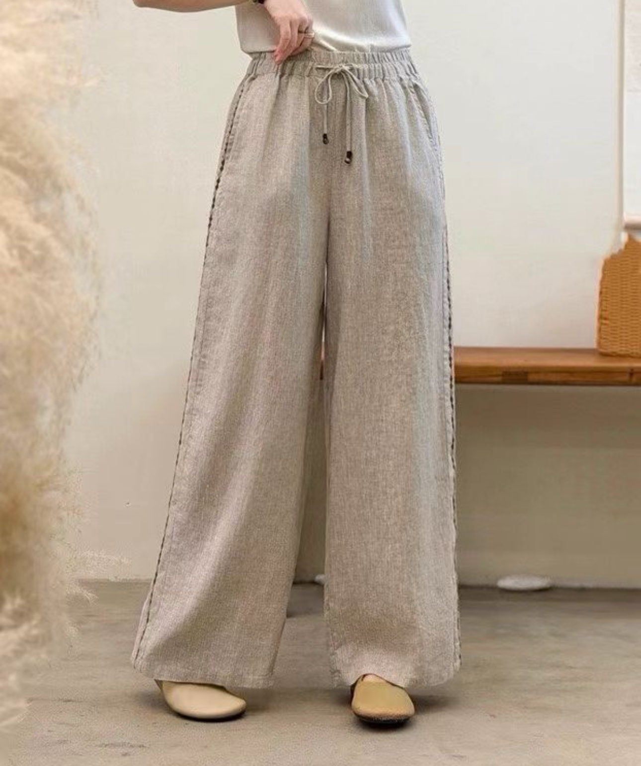 Pure Linen Wide Leg Trousers