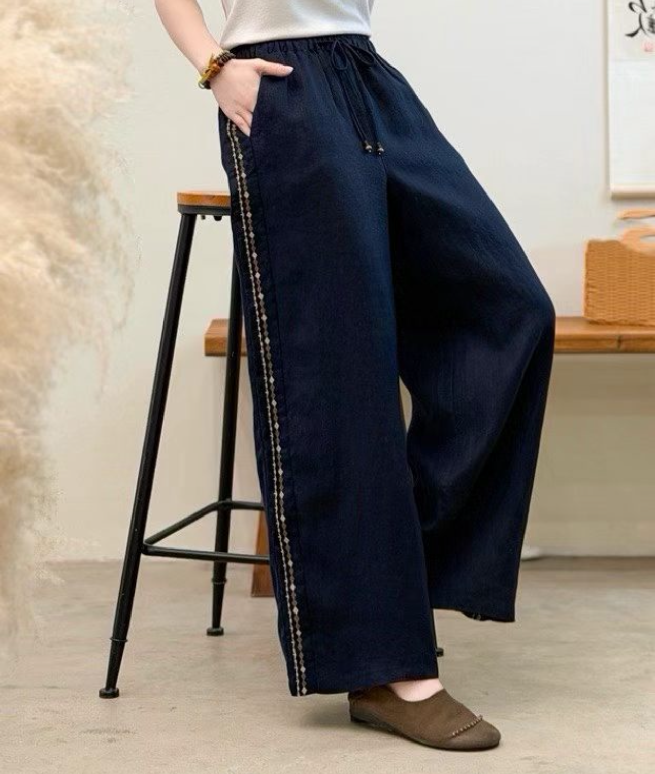 Pure Linen Wide Leg Trousers