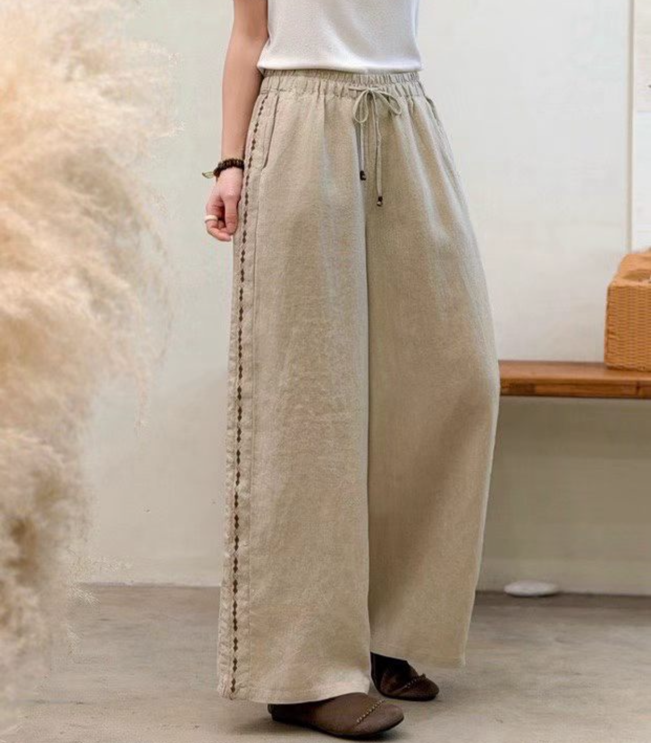 Pure Linen Wide Leg Trousers