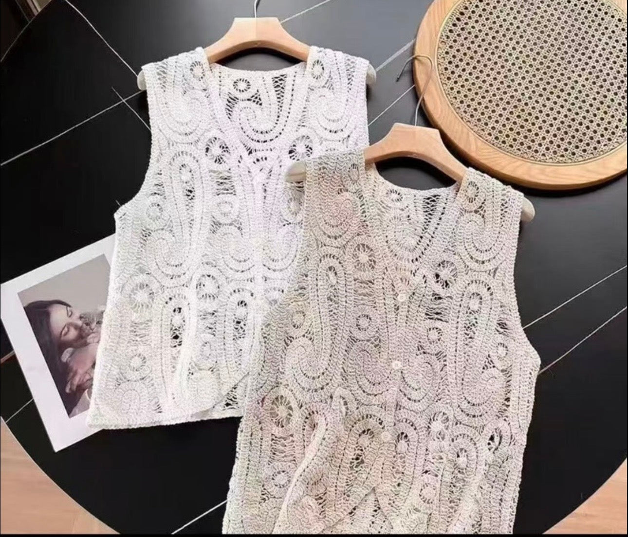 Sleeveless Crochet Cotton Vest