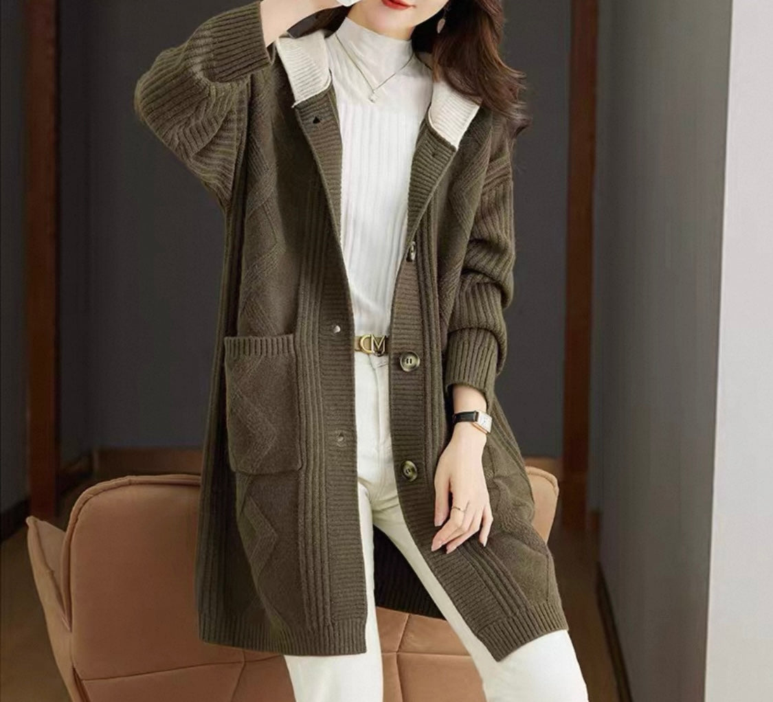 Knit Cardigan with Hood